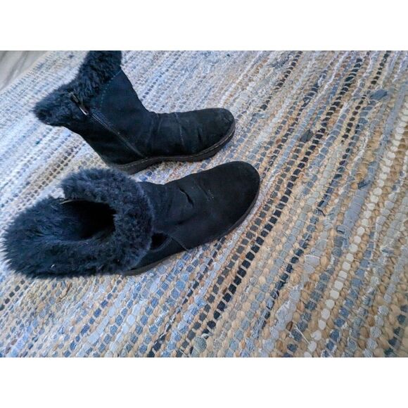 Baretraps Womens 7.5 Adalyn Boots Black Suede Winter Faux Fur Zipper Booties - Picture 3 of 9